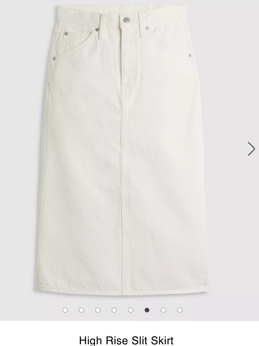 Levi’s High Rise Back Slit Denim Skirt White “Snowing in LA” Size 33 NWT 467 - Picture 5 of 7
